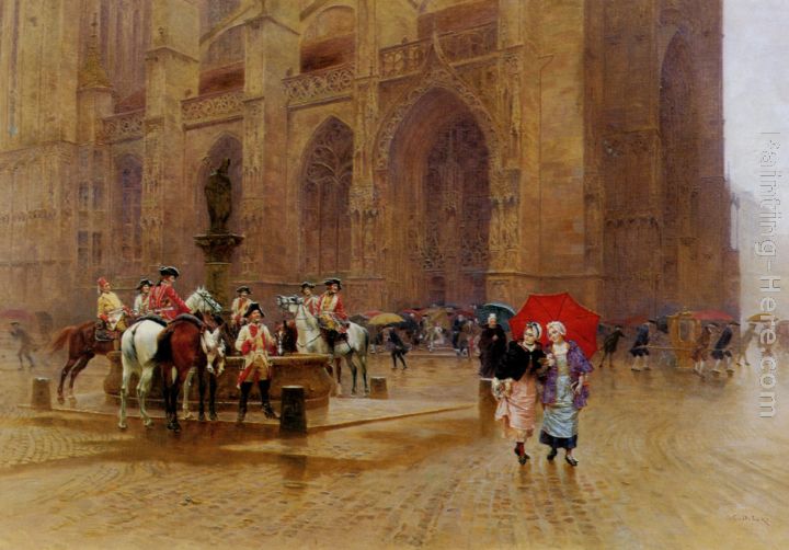 La Sortie de la Messe painting - Charles Edouard Edmond Delort La Sortie de la Messe art painting